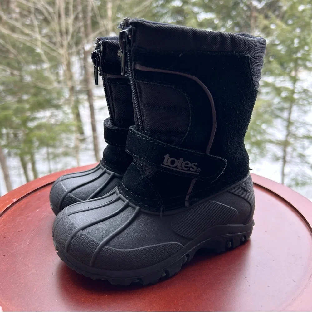 Totes Black Winter Snow Boots | Little Kid Size 6 | Toddler Waterproof Zip Up